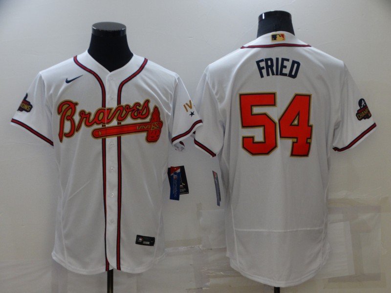 Braves 54 Max Fried White 2022 Gold Program Nike Flexbase Jersey,We sell and wholesale Braves 54 Max Fried White 2022 Gold Program Nike Flexbase Jersey on line form chian!